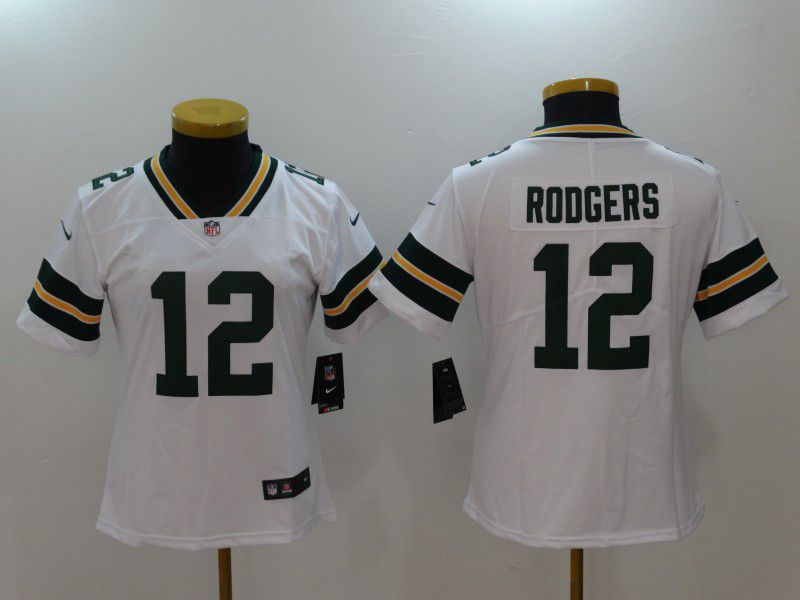 Women Green Bay Packers #12 Rodgers white Nike Vapor Untouchable Limited NFL Jerseys->->Women Jersey